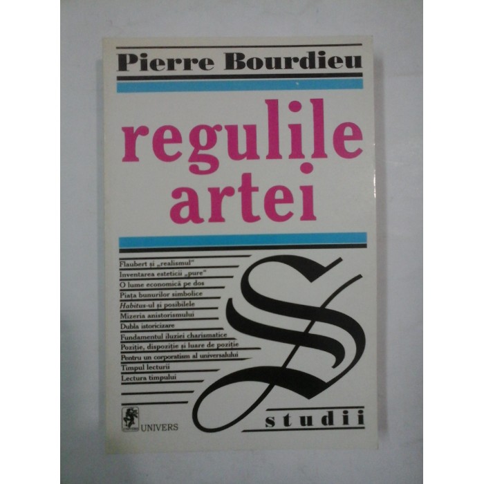 REGULILE  ARTEI - Pierre  Bourdieu